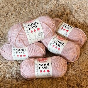 Lion Brand Wool-Ease Yarn in Blush Heather / Lot of x6